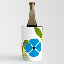 Retro flowers in blue and yellow Wine Chiller