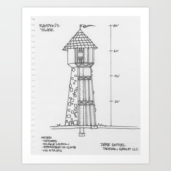 Rampion's (Rapunzel's) Tower Art Print