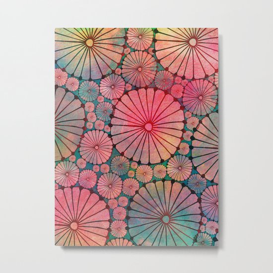 Abstract Floral Circles Metal Print