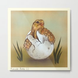 Turtle Baby  Metal Print | Egg, Animal, Oilpainting, Pond, Turtle, Hatchling, Hatch, Adorable, Fishing, Tortoise 