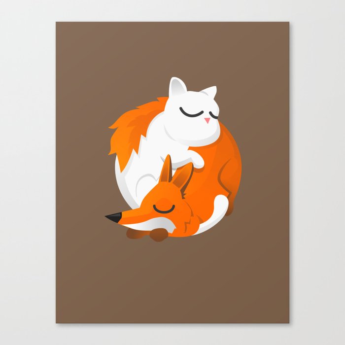 Fox and cat Canvas Print