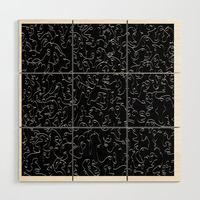 Infinite Faces in Black and White Wood Wall Art