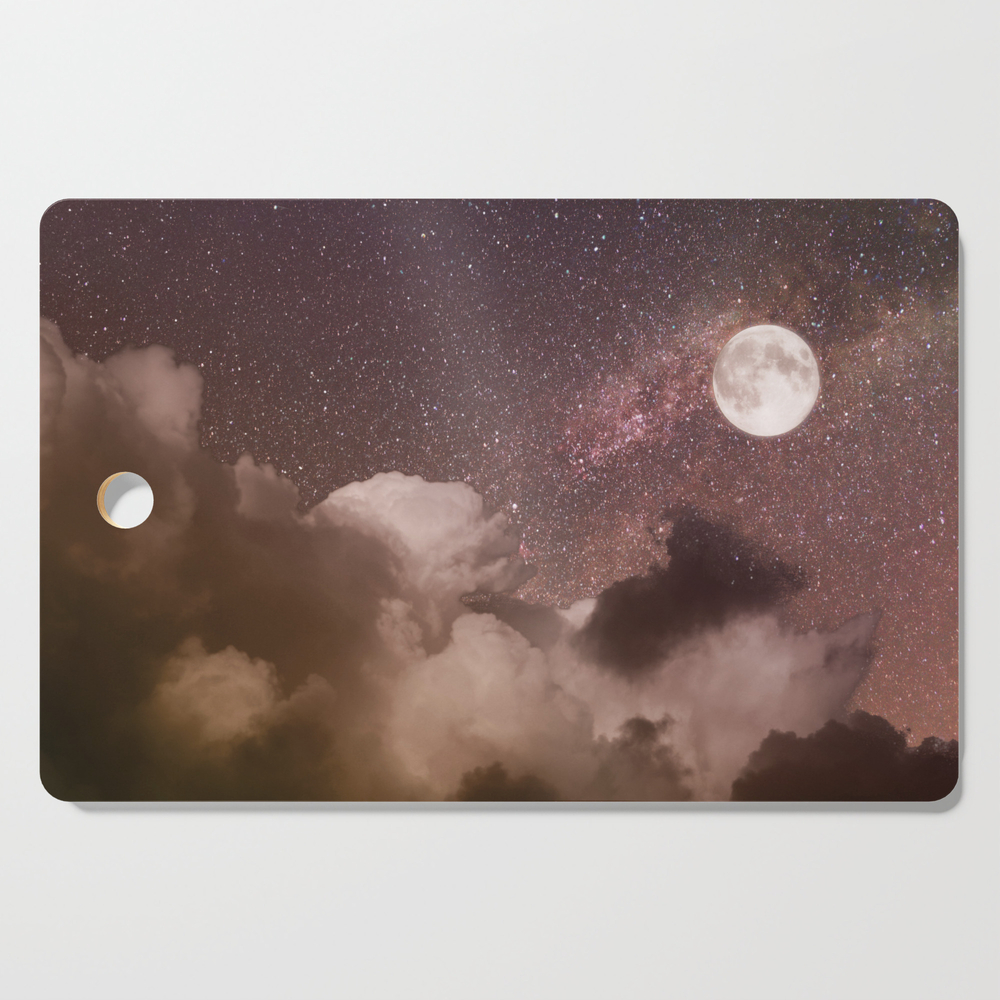 Celestial Night Sky and Full Moon Cutting Board by mjrojas