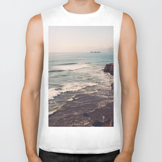 Vintage Ocean #landscape Biker Tank