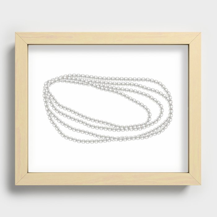 White Pearl Beaded Necklace Recessed Framed Print