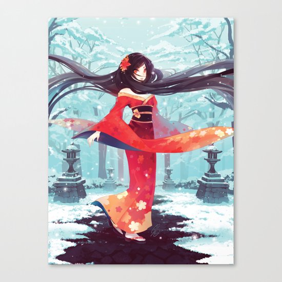 A walk in the asian winter Canvas Print