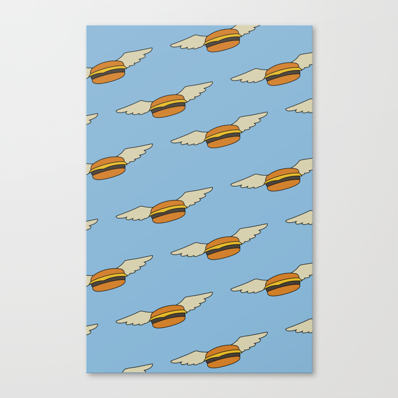 Bob S Burgers Flying Burger Canvas Print By Upsidedowndesign