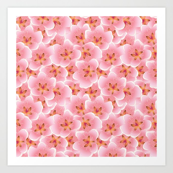 Cherry Blossom Flower Pattern 13 Art Print