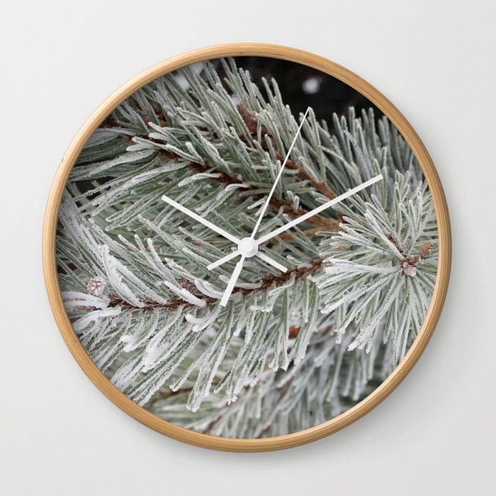 Frosted Pine Needles Wall Clock