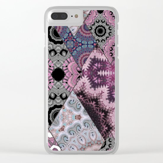 The national pattern in the patchwork . Purple soft grey and blue colours. Clear iPhone Case