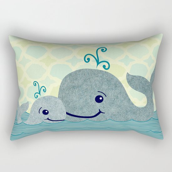Whale Mom and Baby Rectangular Pillow
