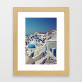 Blue Domes, Oia, Santorini, Greece Framed Art Print