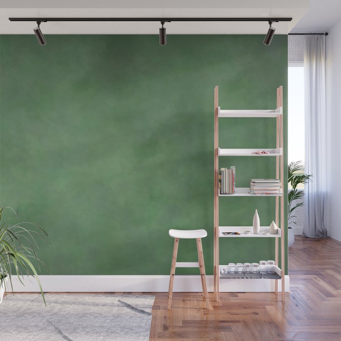 Abstract Soft Watercolor Gradient Ombre Blend 1 Deep Dark Green And Light Green Wall Mural By Pipafineart