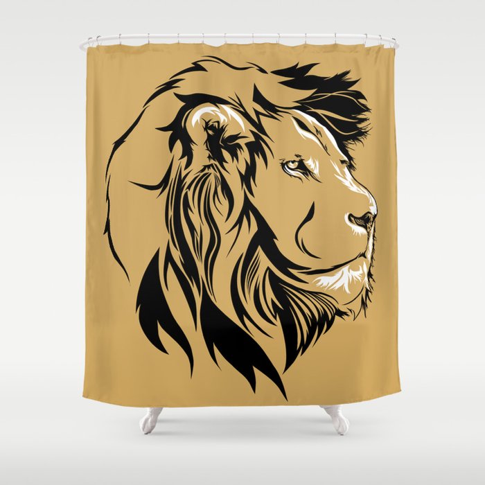 Lion in Black White and Yellow Shower Curtain
