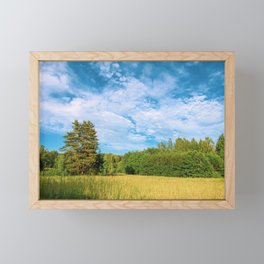 Summer landscape with pine tree Framed Mini Art Print
