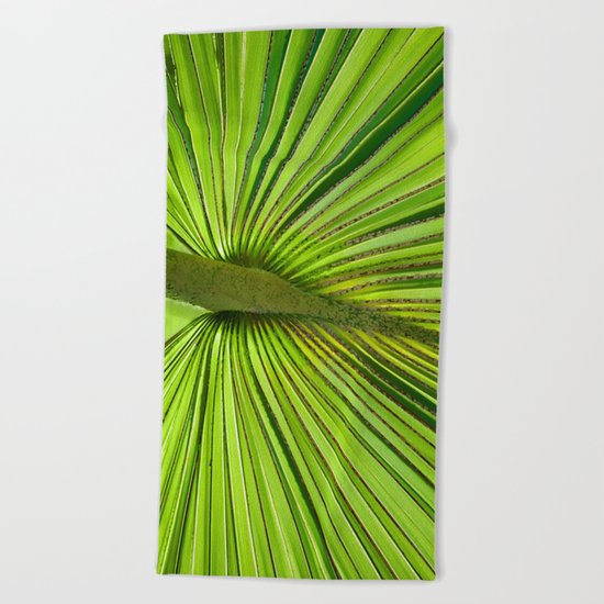 Green Palm Leaf Tropical Plant Beach Towel