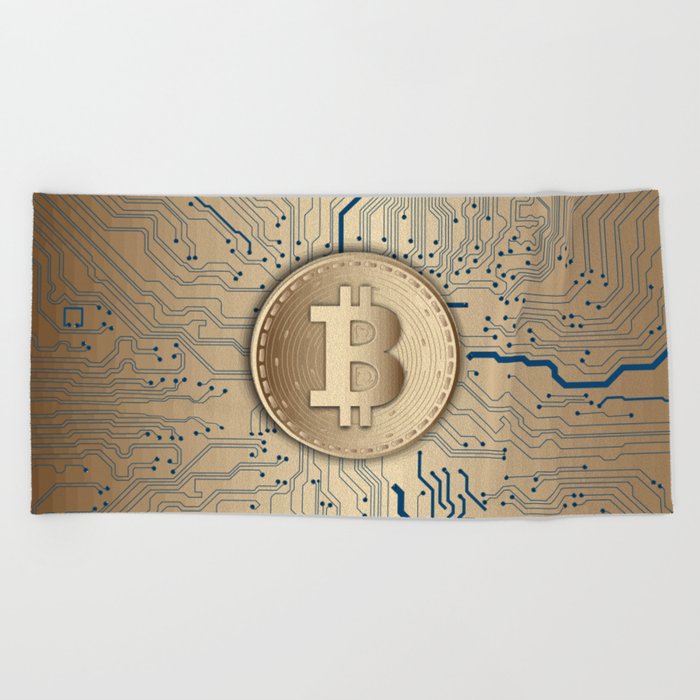 Bitcoin money gold Beach Towel