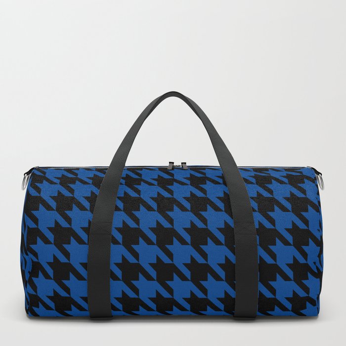 Black and Blue Classic houndstooth pattern Duffle Bag by SEAFOAM12