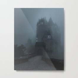 Eerie Castle Eltz in the mist Metal Print