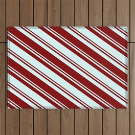 [ Thumbnail: Maroon & Light Cyan Colored Lines/Stripes Pattern Outdoor Rug ]
