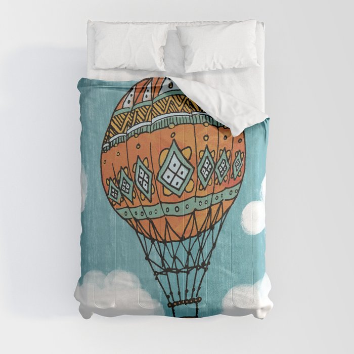 Hot Air Ballon in the Sky Comforter