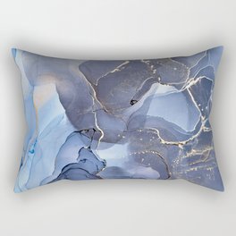 Dusty Blue + Slate + Gold Abstract Smoky Skies Rectangular Pillow