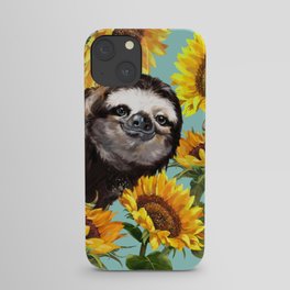Sloth with Sunflowers iPhone Case