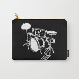 Drum Kit Rock Black White Carry-All Pouch