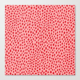 Dalmatian Polka Dot Spots Pattern (red/pink) Canvas Print