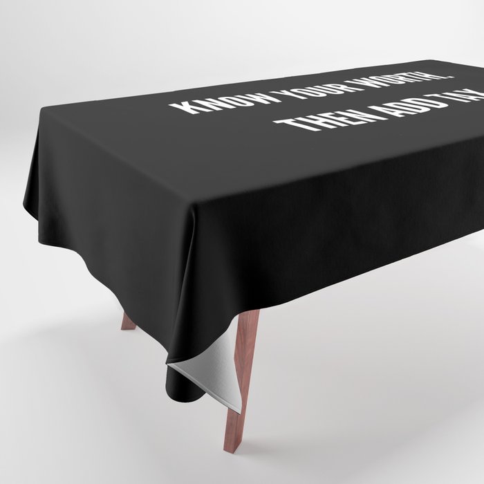 Know Your Worth, Then Add Tax, Inspirational, Motivational, Empowerment, Feminist, Black Tablecloth