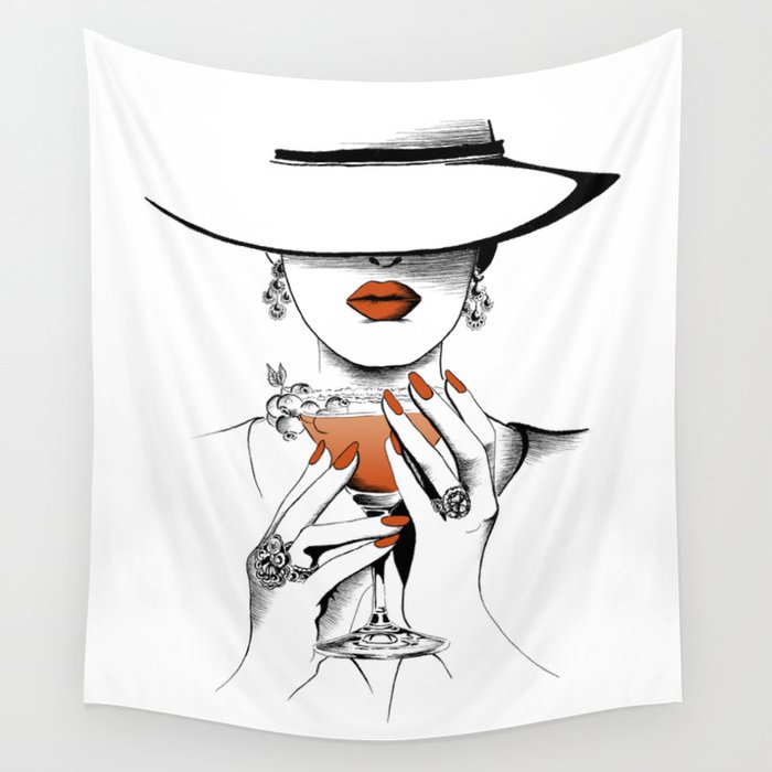 Lady In The Hat Wall Tapestry