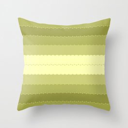 Retro Pod Stripes Horizontal Pattern in Avocado Green Tones Throw Pillow