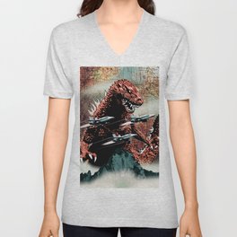 Godzilla Cover Art G-Fan Magazine V Neck T Shirt