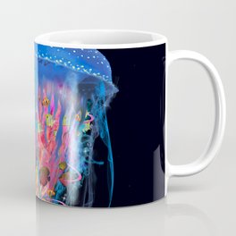 Electric Blue Jellyfish World Coffee Mug