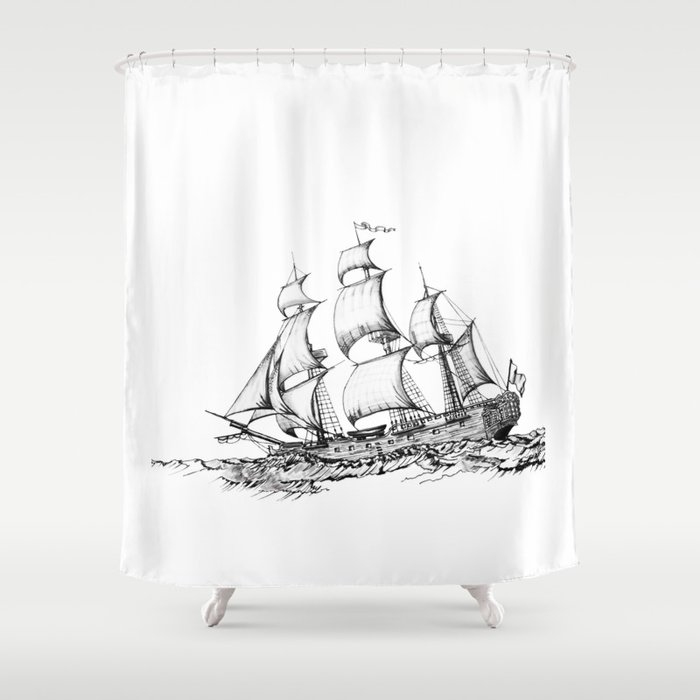 Decor Graphicdesign Shower Curtain, Sailing Ship Shower Curtain