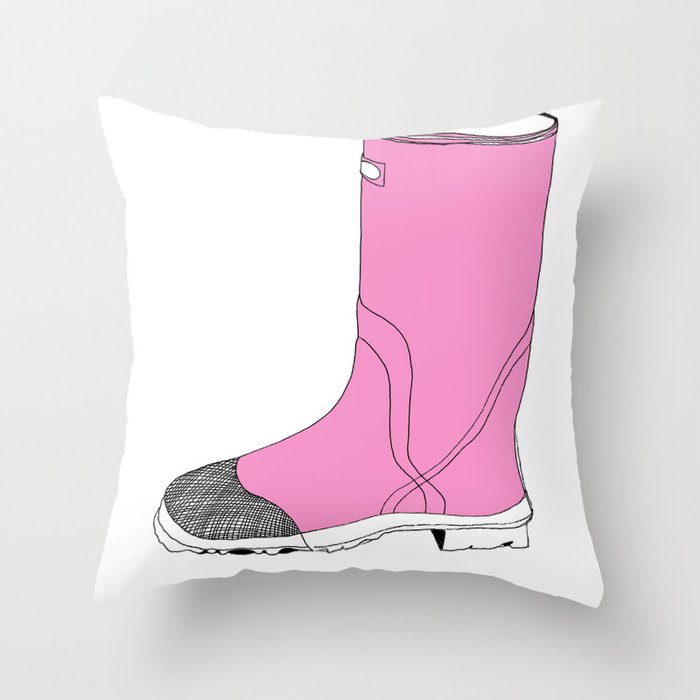 Whimisical Wellie in Pink Throw Pillow