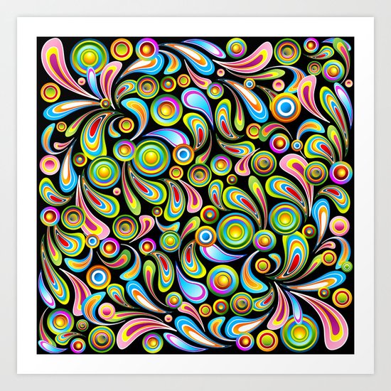 Psychedelic Color Drops Abstract Art Design Art Print