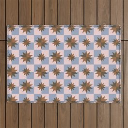 Checkered Stars Pattern Outdoor Rug
