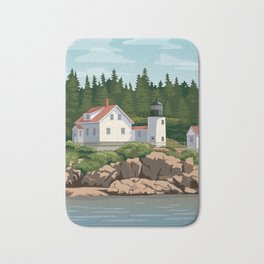 Bass Harbor Lighthouse Maine Bath Mat | Lighthousemaine, Lighthouseart, Graphicdesign, Mainetotebag, Lighthouse, Travelposter, Landscapeprint, Maineart, Mainetravel, Lighthousemug 