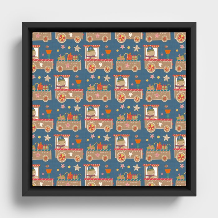 Playful Gingerbread Pattern Framed Canvas