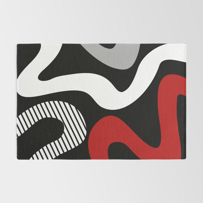 Abstract waves - red, grey, black, white