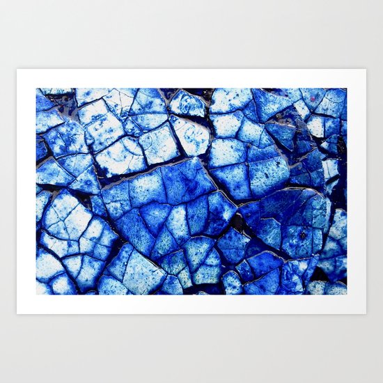 BLUE STONE CRACKS Art Print