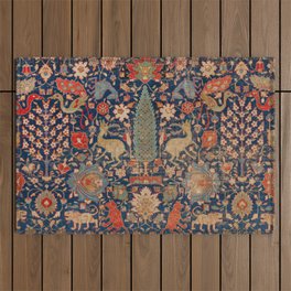 17th Century Persian Rug Print with Animals Outdoor Rug
