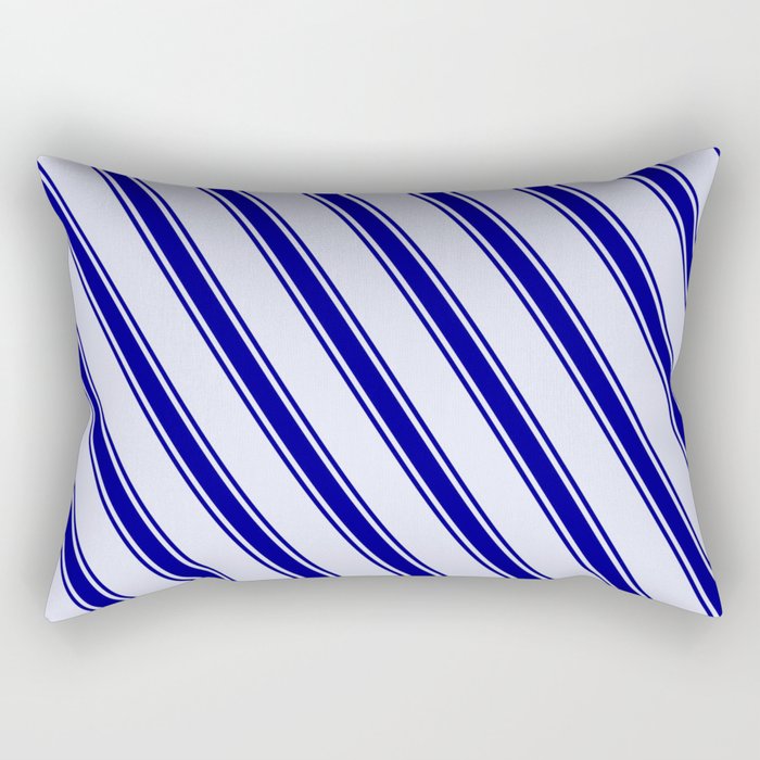 Lavender & Dark Blue Colored Striped Pattern Rectangular Pillow