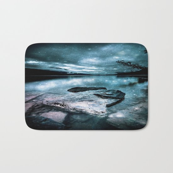 magical mountain lake Bath Mat