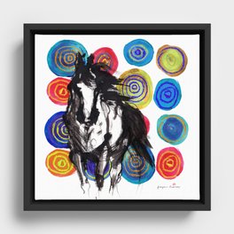Wild horse with the rings Framed Canvas