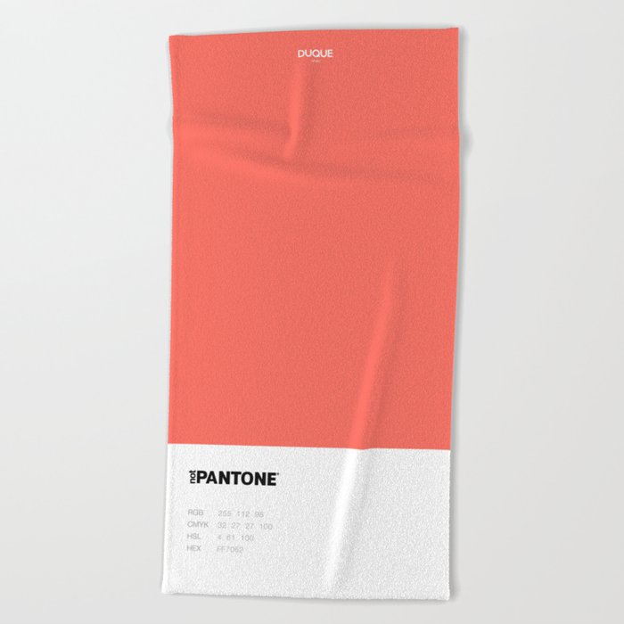 Not Pantone Collection #FF7062 Living Coral Beach Towel