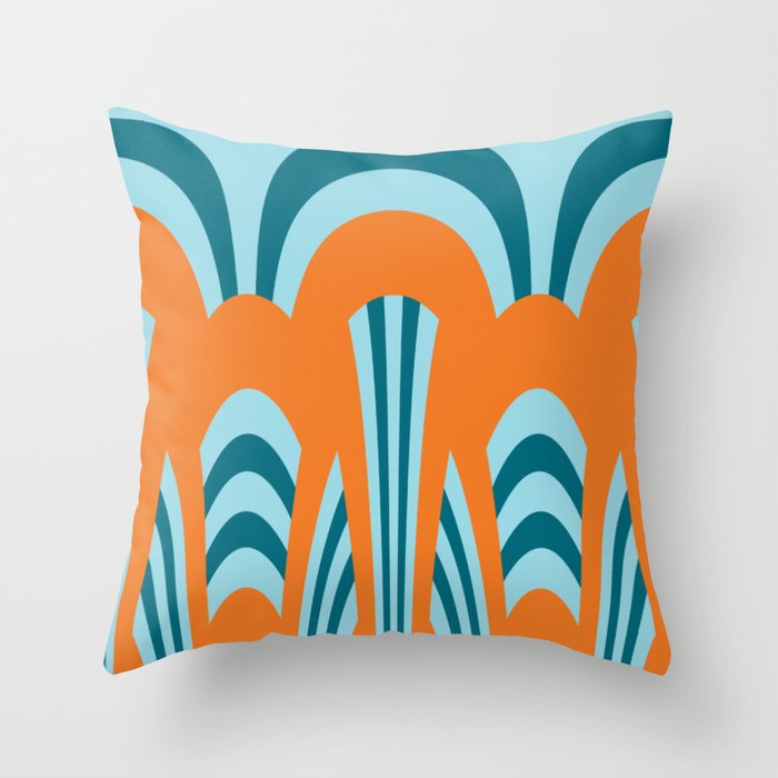 Blue and orange curves Throw Pillow