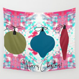 Merry Christmas Ornaments Wall Tapestry