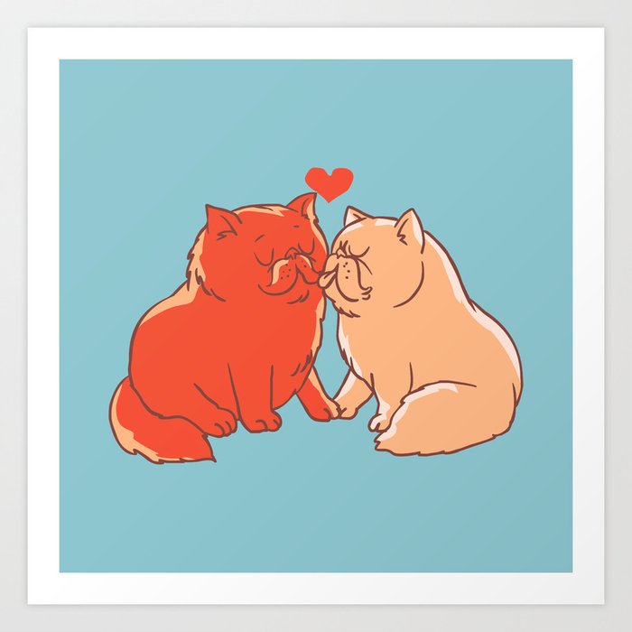 Cat Kisses Art Print